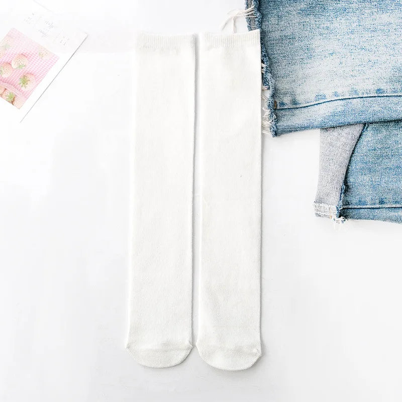 Knee High Socks Kids Boys Girls Long Tube Socks for School Uniform Children White Socks Long Student