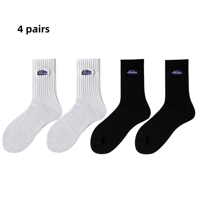 Sock Men's Spring Summer Retro Ribbed Mid-Calf Socks Trendy Breathable Comfort Casual Daily Wear Socks Fashion Sports Crew Socks
