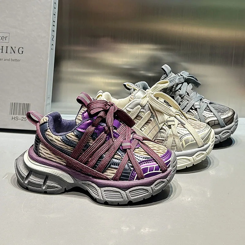 Children's Sneakers Chunky New Girls Basketball Shoes Fashion Versatile Kids Causal Boys Sports Shoes for School Breathable