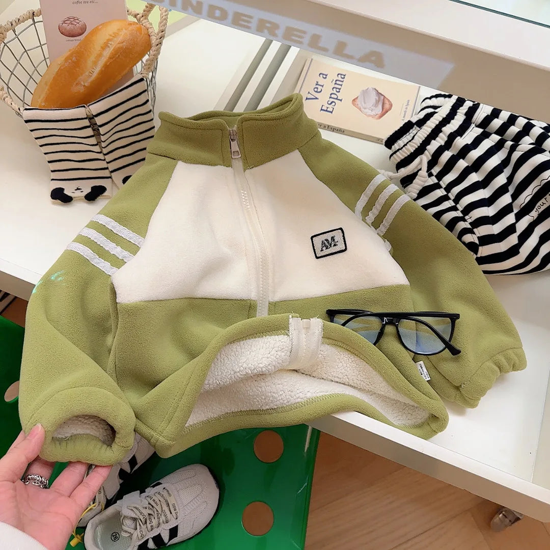 Lamb Wool Warm Jackets For Girls Children Autumn Winter Outerwear Kids Plus Velvet Coats New Teenager Fashion Padded Clothing