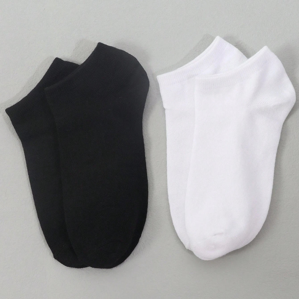 20 Pairs Women/Men Family Matching Short Socks, Black & Grey Series With Bow, Heart, Stripe