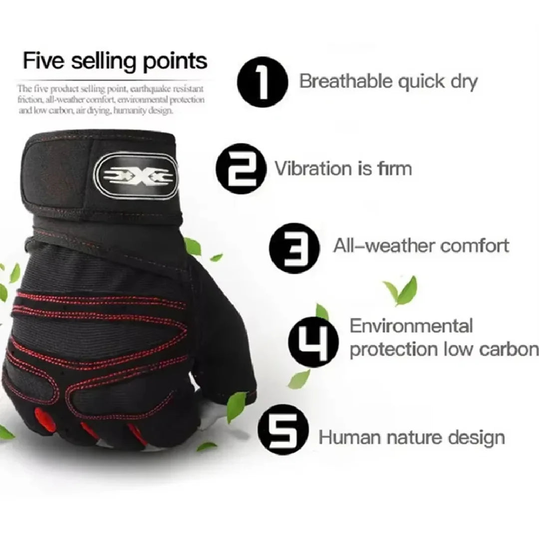 Workout Gloves for Men Women Half Finger Glove with Wrist Wrap for Sport Weight Lifting Training Bicycle Motorcyclist Gym Glove
