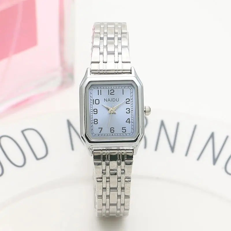 Women Quartz Watch Luxury Fashion Square Sliver Case Band Roman Numerals Dial Female Watches Niche New Ladies Dress Wristwatch