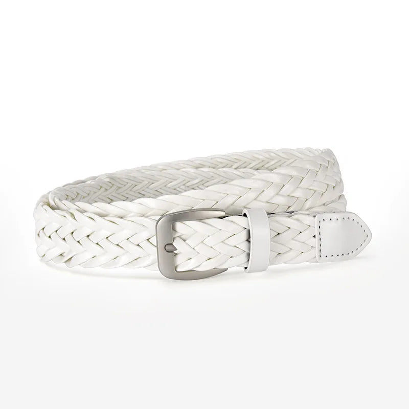 SimpleTrendy Braided Women’s Belt  Minimalist Retro Slim Waist Belt Casual and Versatile Jeans Belts with Buckle for Women
