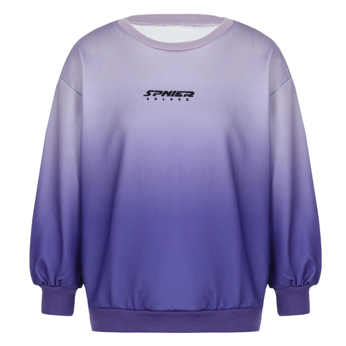 Kids Boys Girls Gradient Sweatshirt Letter Print Round Neck Long Sleeve Pullover Elastic Cuffs Top for Everyday Wear Playwear