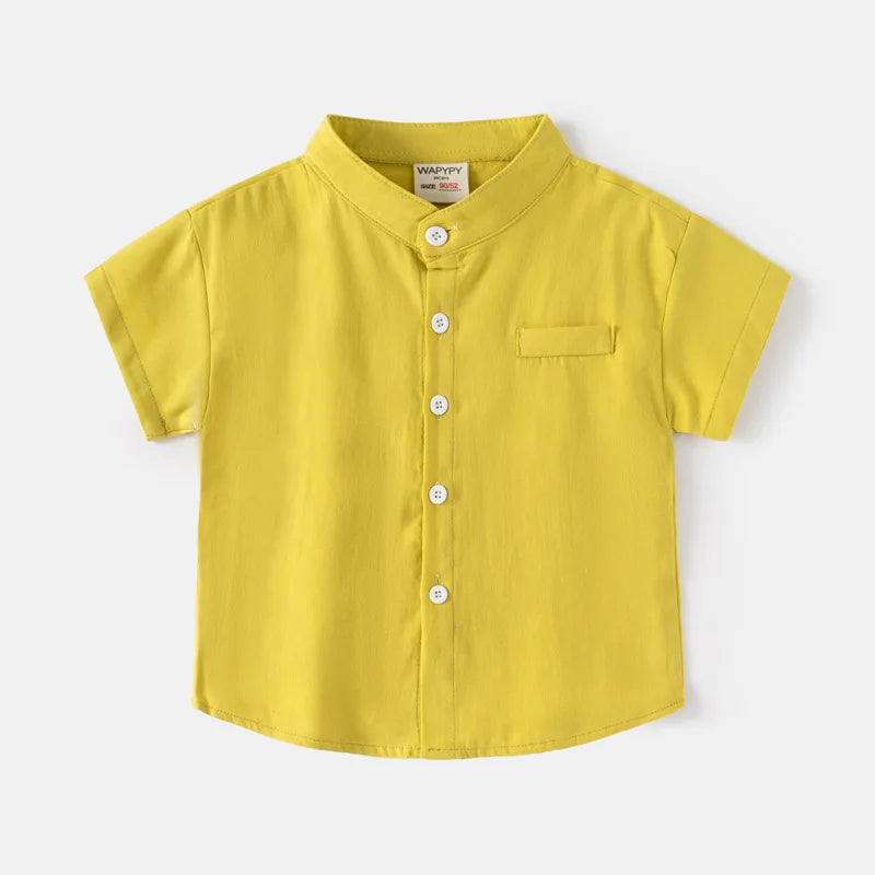 2025 Kids Shirts for Boys Toddler 1 to 2 3 4 5 6 7 Years White Black Yellow 100% Cotton Children Shirts Short Sleeve Summer Tops