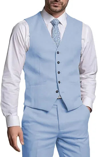 Suits for Men 2 Pieces Vest and Pants Set Gentleman Classic Suit for Men Tuxedo Suit for Men for Wedding Summer Beach