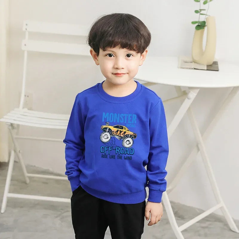 Kids Sweatshirt Long Sleeve Lemon Bicycle Print Cute Cartoon Pullover Casual Toddler Top Children's Spring Autumn Clothes NMDC1
