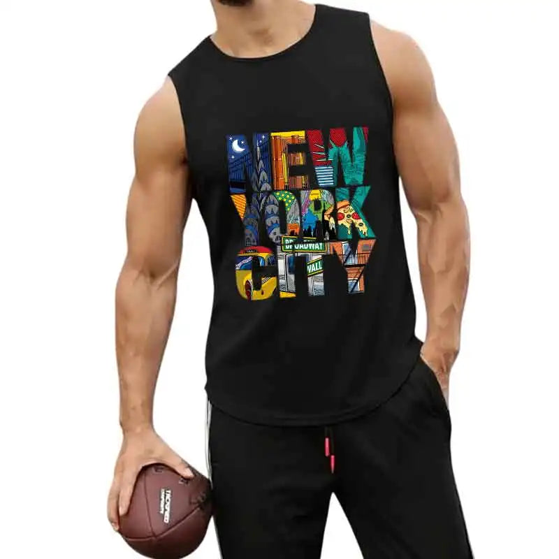 Men Sleeveless Tank Top for Gym Bodybuilding Summer Fitness Shirts Breathable Quick Dry Muscle Vest Casual Wear European Size