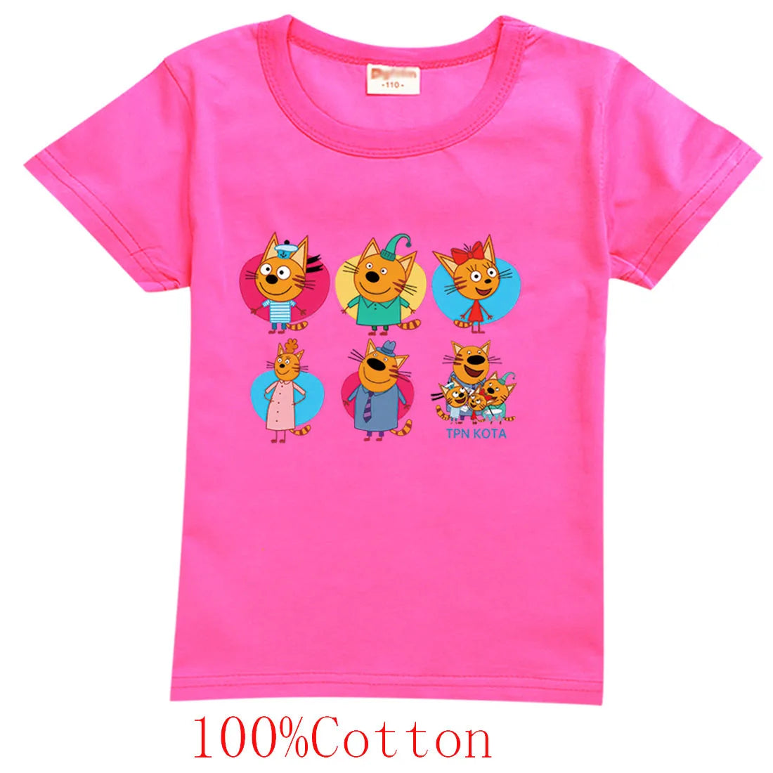 New Cartoon Kid-e-cats T Shirt Kids Three Kitten Russian Print Clothes Boys Summer Short Sleeve T-shirts Baby Girls Fashion Tops