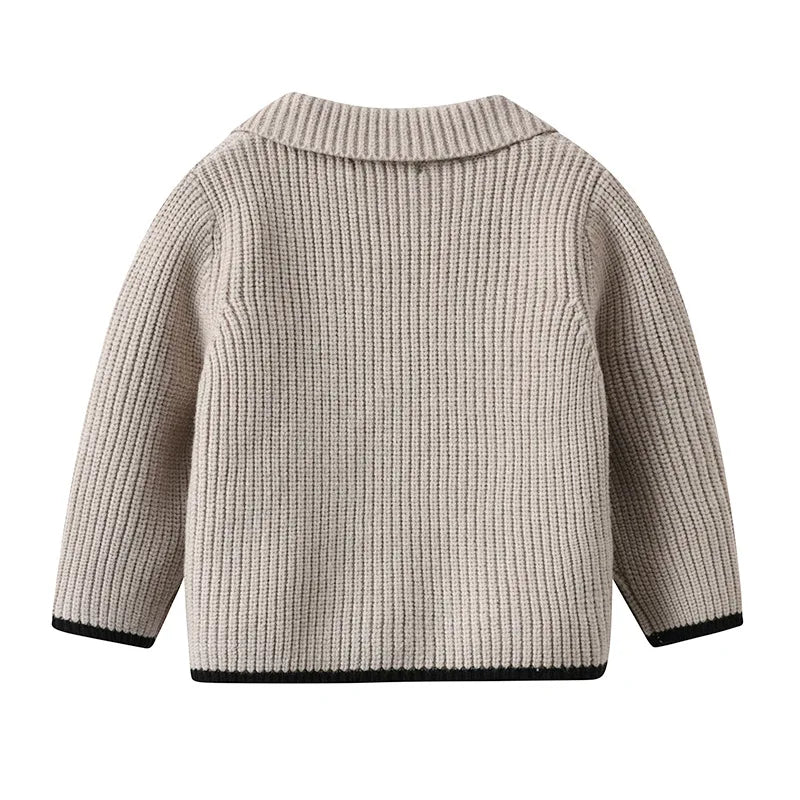 2025 Korean Breasted Sweater Jacket Children Vintage Knitted Cardigans Baby Cardigans Boys Winter Knit Sweaters Coat Kids Double