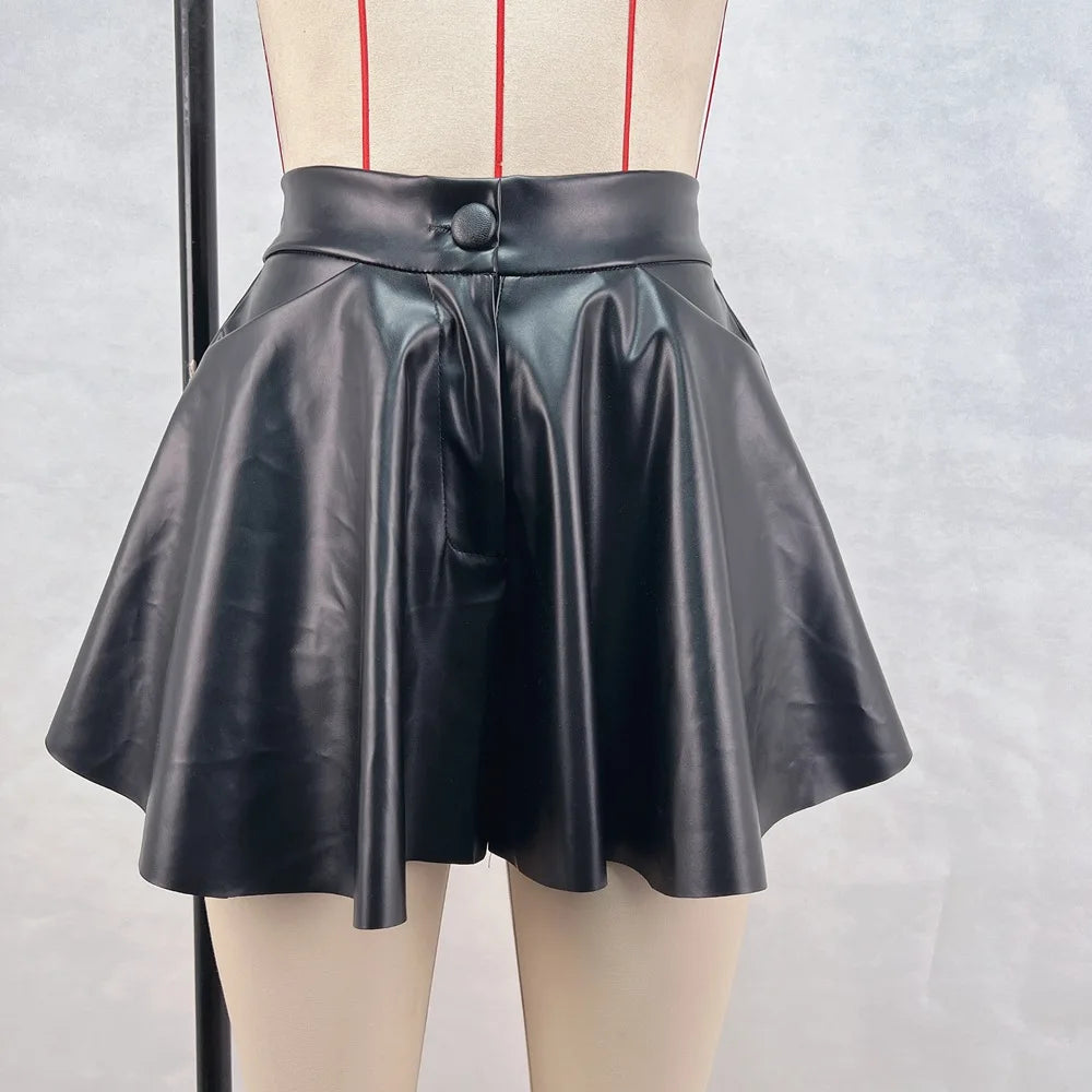 New 2026 Women's Clothing Sexy High-waisted PU Leather Shorts Skirt Spring Summer Fashion Ladies Slim Mini Skirts Nightclub Wear