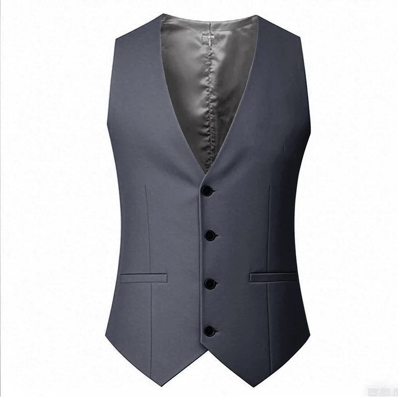 M-7XL Spring/summer Man Suit Vest Sleeveless Vest with Adjustable Waist Single Breasted Solid Color Business Suit Vest Wedding