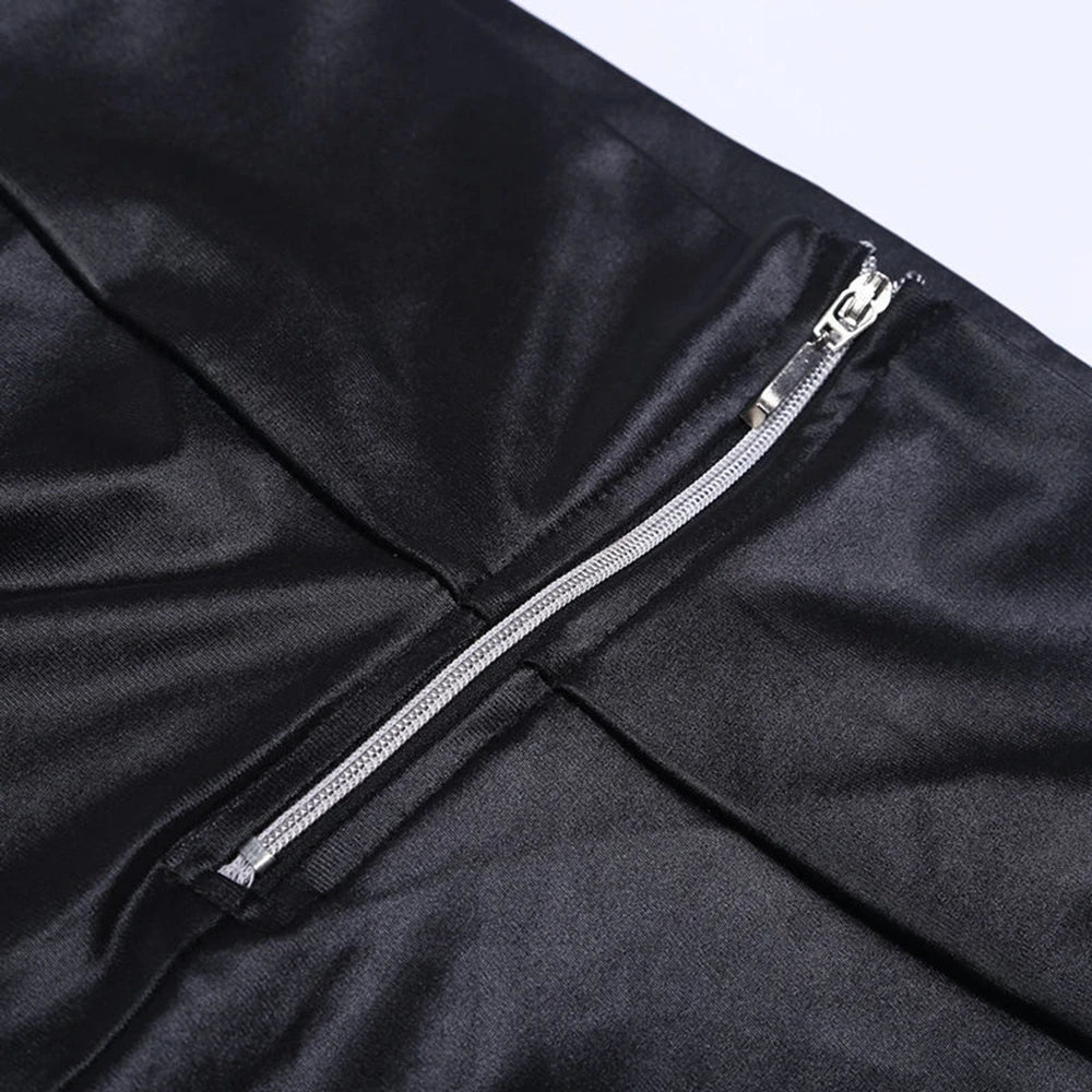 Women High Waist Tummy Control Butt Lift PU Leather Leggings Outwear Skinny Pants Casual Trousers Streetwear