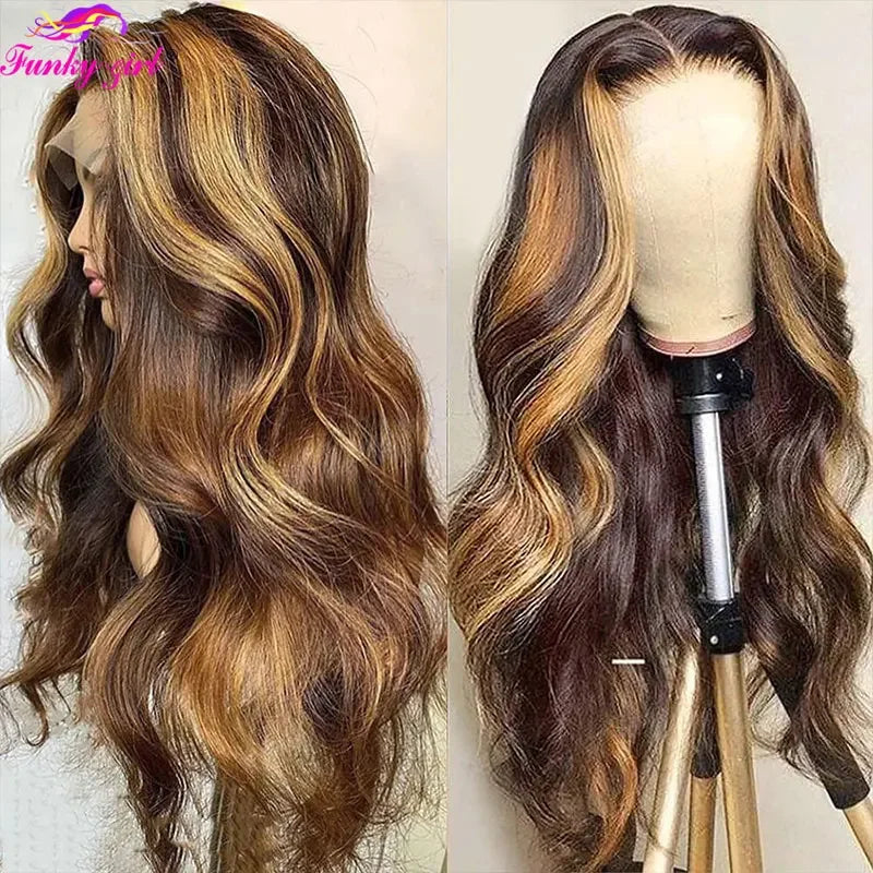 2026.Wave Wig Human Hair Lace Front Wigs 4/27 Honey Blonde Body Wavy Lace Human Hair Wig For Women Brazilian Remy Wig