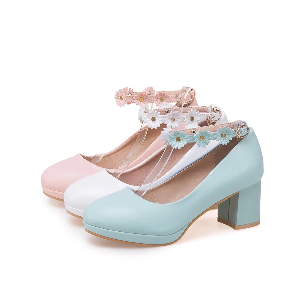 Children Girls High heel Shoes Kids Princess Sandals Fashion Flowers Women's Platform Pumps High Heels For Party Wedding 30-43