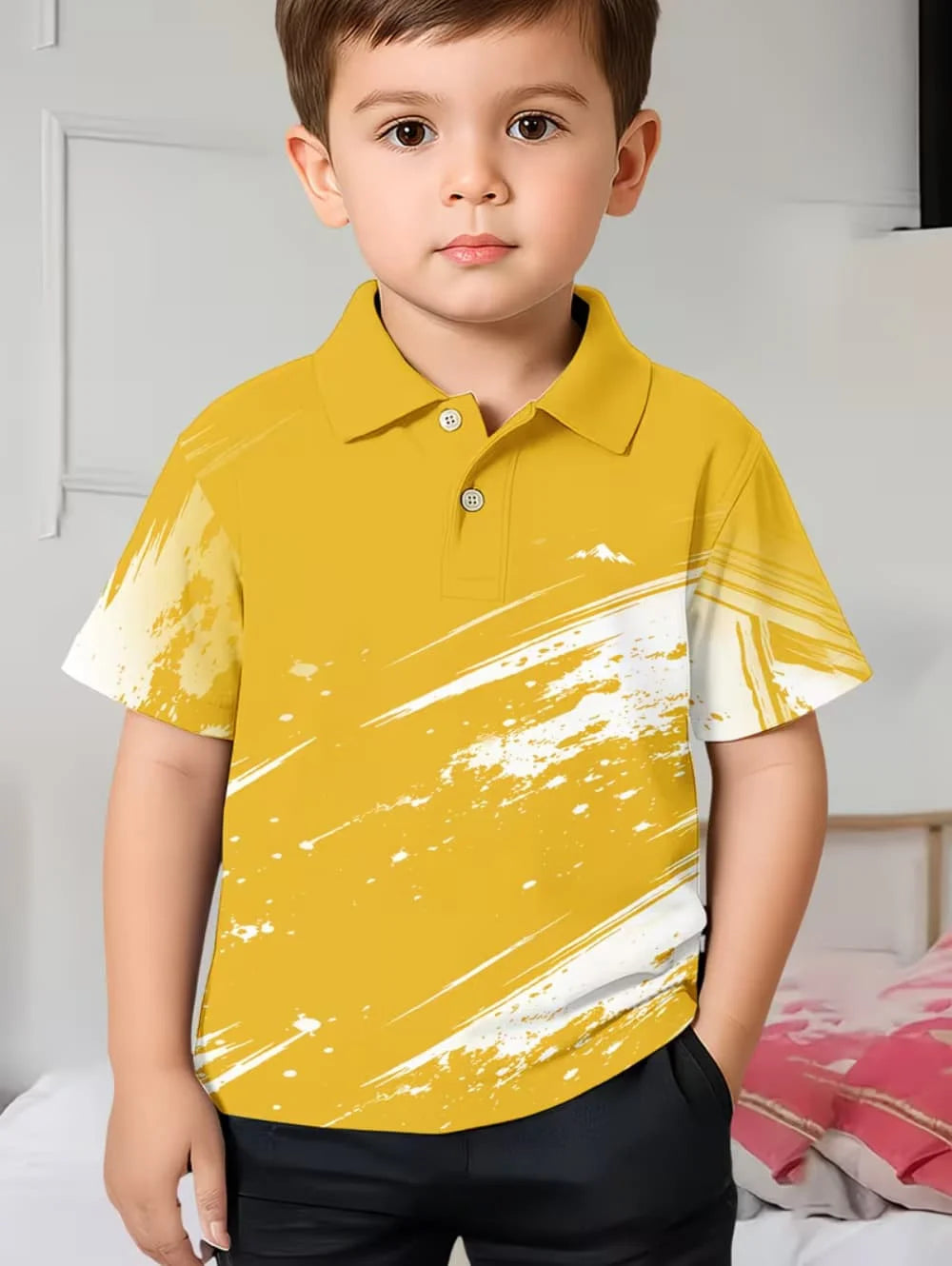 Kids Polo Shirts Striped Print Short Sleeve Polo Shirt for Boys Ummer Outdoor Casual Round Neck Fashion Boys Children's Clothing