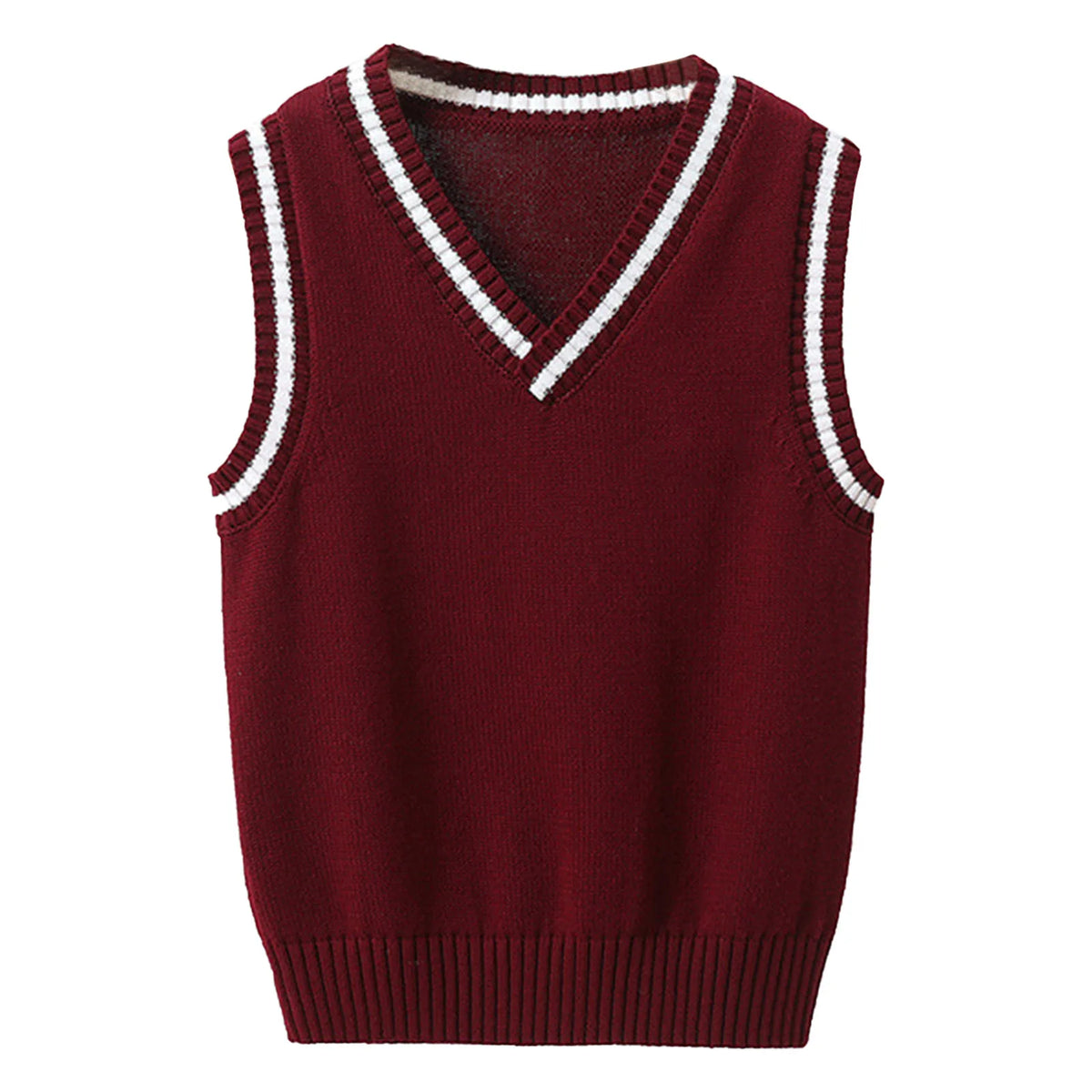 Kids Boys Girls Preppy Style Sweater Vest Fashion V Neck Knitted School Uniform Waistcoat Tops Children Spring Autumn Outerwear