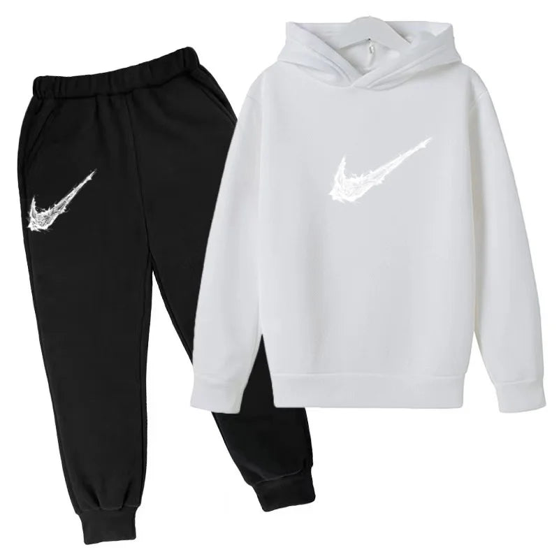 Kids Autumn Winter Hoodie Boy Girl 3-13Yrs Letter Print Clothing Casual Top+Trousers 2P Child Gift Brand Sports Coat Jogging Set
