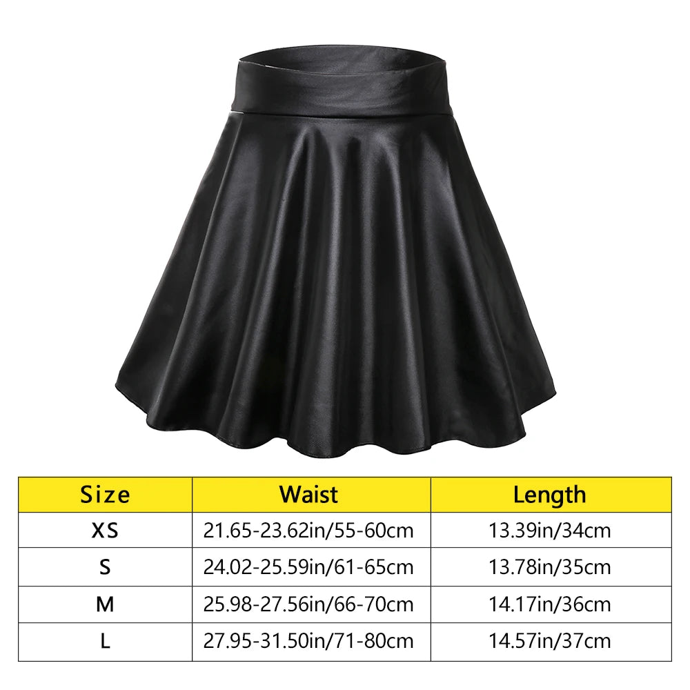 Fashion Faux Leather Skirts High Waist Elastic Mini Short Skirt Multipurpose Women Girls Clothing For Skater Work Nightclub