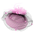 Fascinator Hats for Women Pillbox Cap with Flower Furry Mesh Veils and Hair Clip Party Headwear Headdress