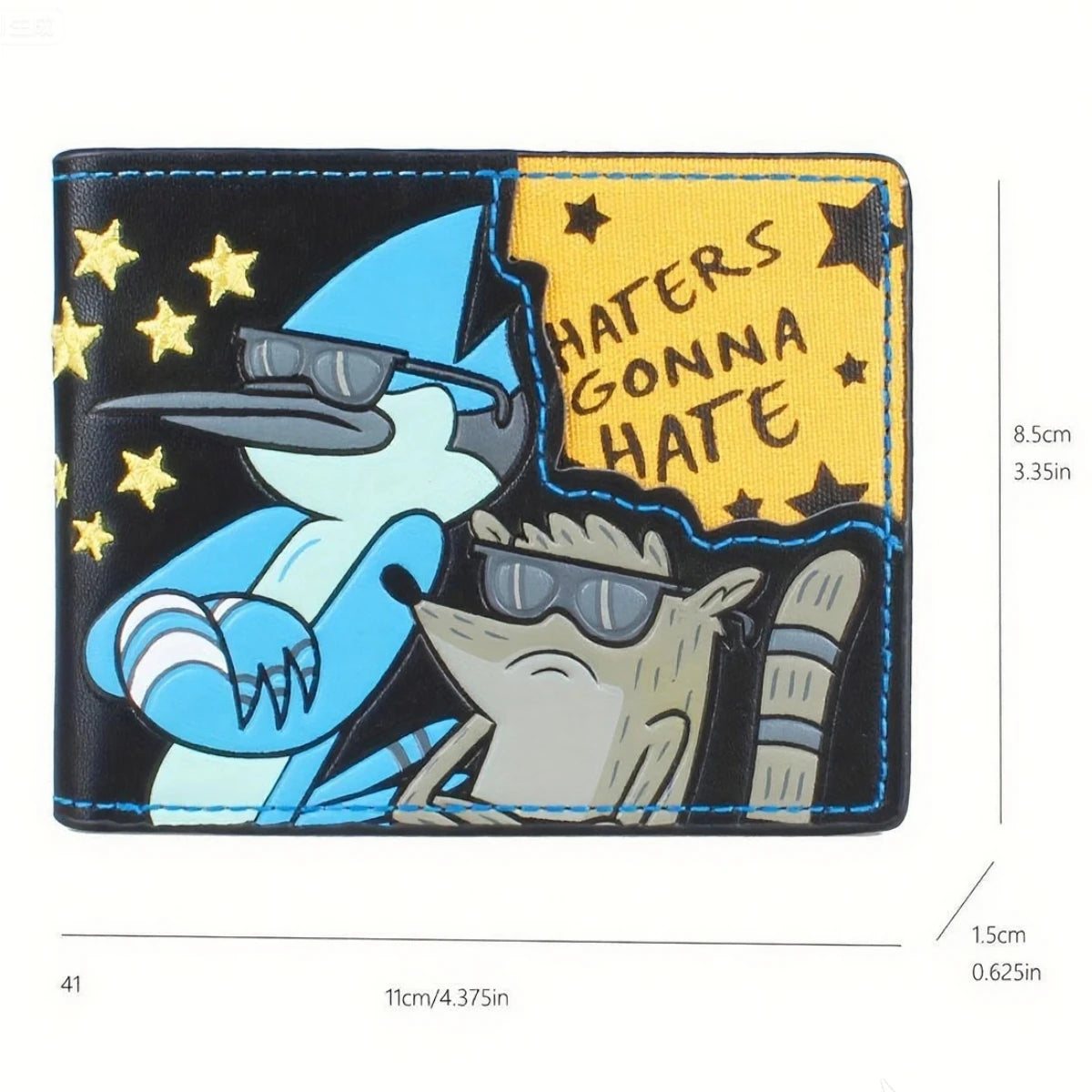 Cartoon Leather Wallet for Men |   Boy's Wallet |   "Those Who Hate Will Hate" Embroidery |   Ideal Choice for Holiday Gifts
