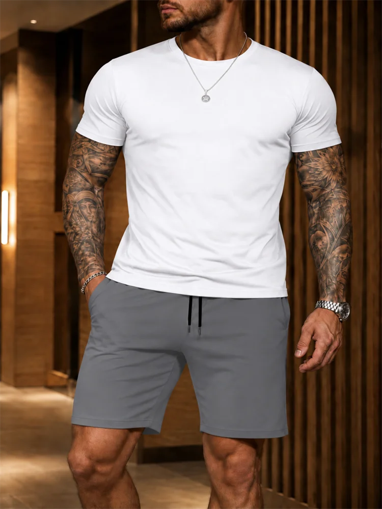 2026 New Men's Sportswear Short Sleeved T-shirt and Sports Shorts Summer Casual Jogging Pants Set Men's Two-piece Set