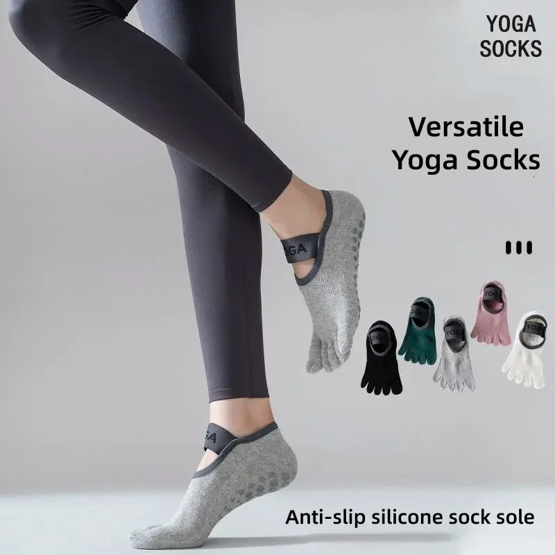 Women's Five Finger Yoga Socks Professional Anti-Slip Sweat-Wicking Floor Socks Indoor Dance Practice Socks Pilates Sock