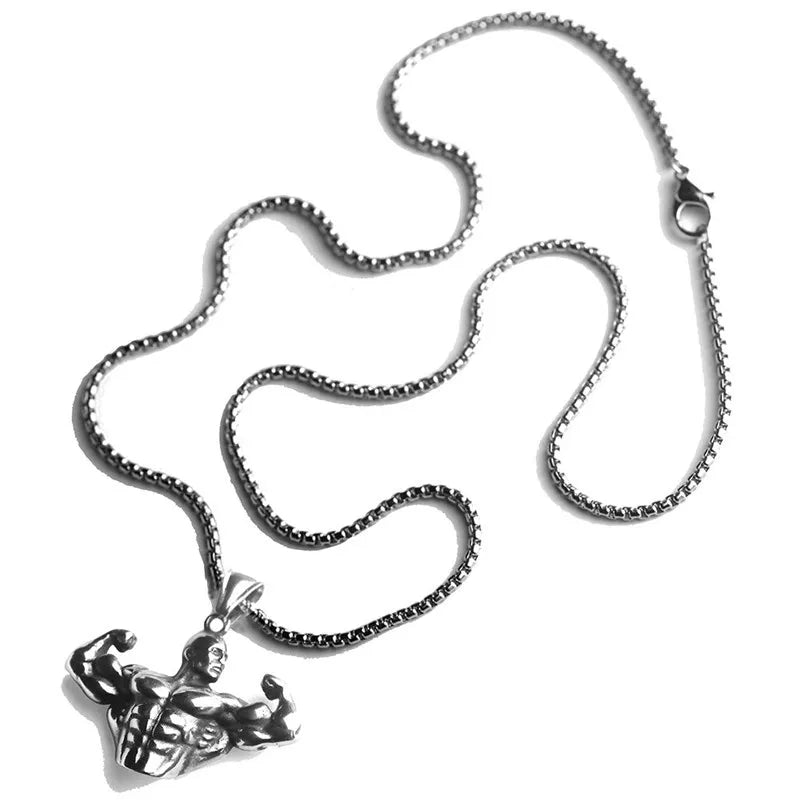 Bodybuilding Arm Muscular Men Pendant Men's Sports Fitness Necklace Fashion Creative Personality Jewelry Accessories
