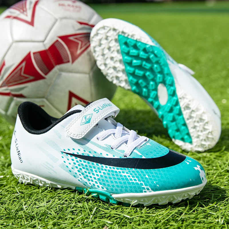 Soccer Turf Shoes Boys Football Boots Fashion Cheap Kids Soccer Cleats Non Slip Indoor Futsal Sneakers Youth Training Chuteira