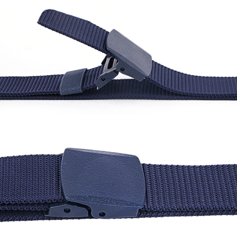 Men Belt Jeans Belts Adjustable Belt Men Outdoor Travel Waist Belt with Plastic Buckle for Pants Soft Nylon Sports Accessories