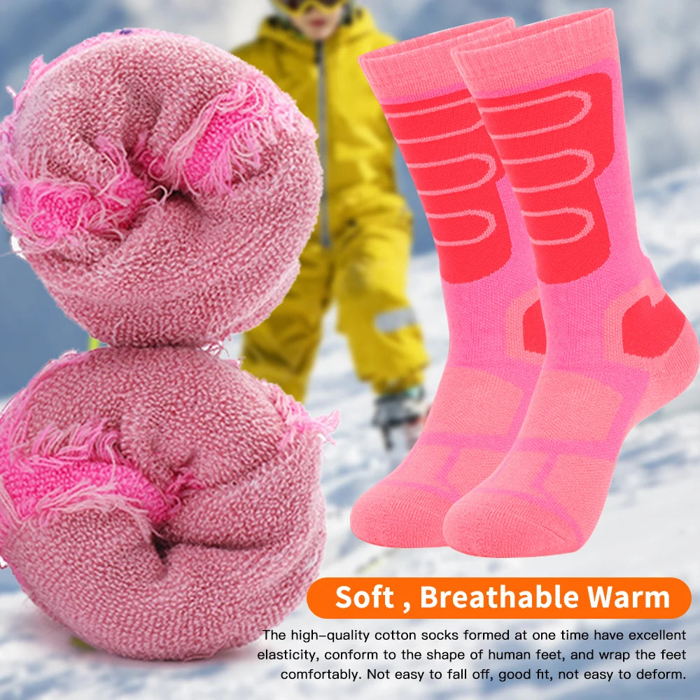 Children's Ski Socks  Warm Winter Socks for Boys and Girls Thermal Ski Socks for Kids Outdoor Skiing Skating Mountaineering