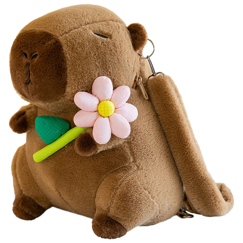 Children Mini Knapsack Bag Funny Girl Anime Crossbody Bag Soft Girl Small Backpack Plush Capybara School Bag for Girls Children