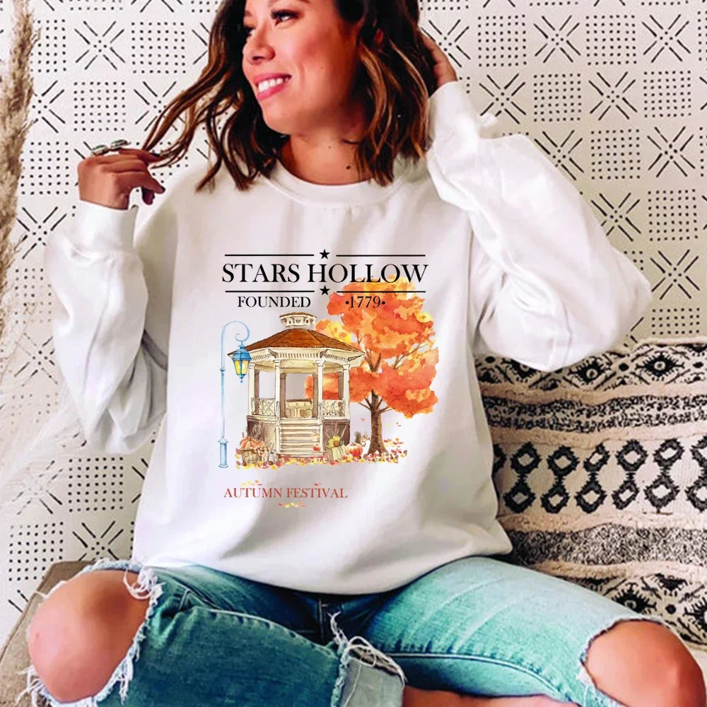 Stars Hollow Fall Crewneck Sweatshirt TV Show Inspired Hoodies Harajuku Graphic Hoodie Streetwear Women Top Unisex Sweatshirts