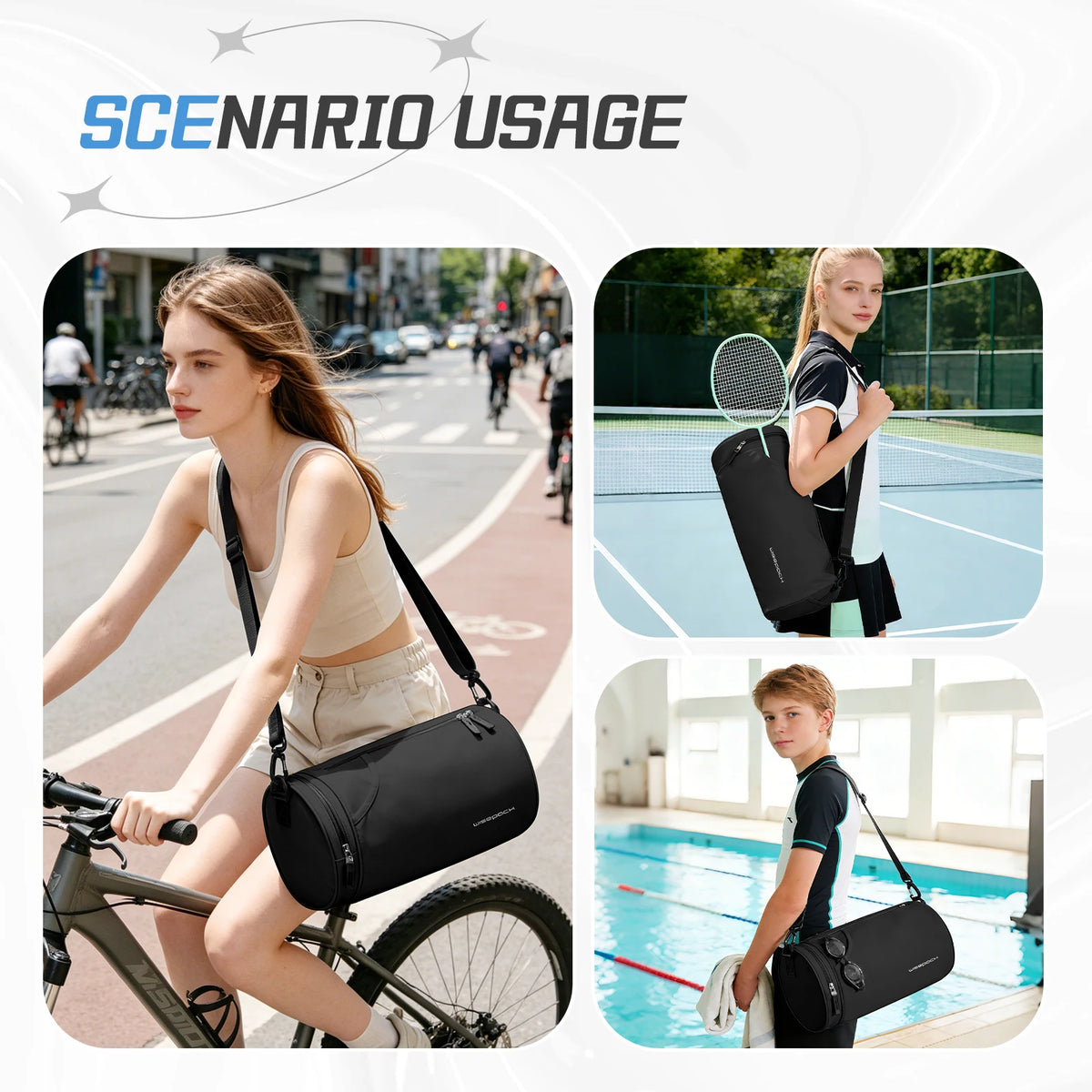Sports Bag Men and Women for Adults, with Shoes Rack and Wet Pocket Waterproof Gym Duffle Bag for Fitness, Swimming and Travel