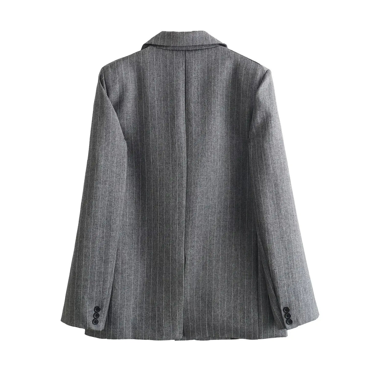 DUOPERI Women Fashion With Pockets Striped Single Breasted Blazer Notched Neck Long Sleeves Female Chic Lady Outfits
