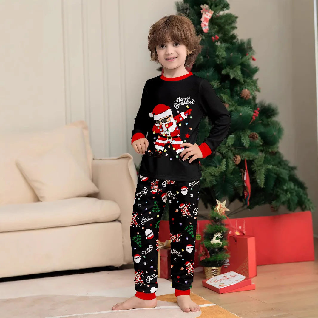 2025 New Christmas Family Matching Pajamas Santa Claus Print Adult and Children's Pajama Set Soft Sleepwear Xmas Family Look Pjs
