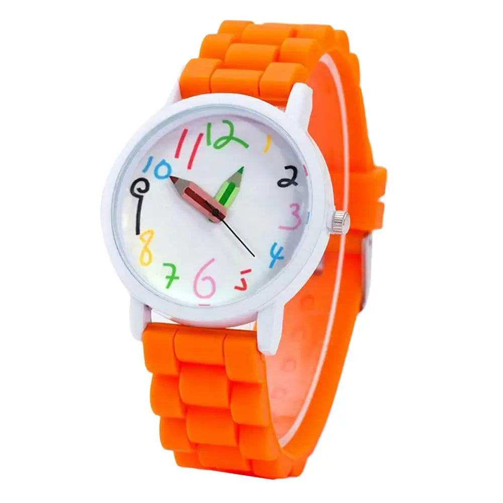 Children's Electronic Watch Cartoon Children Kids Round Dial Silicone Strap Analog Quartz Wrist Watch Gift