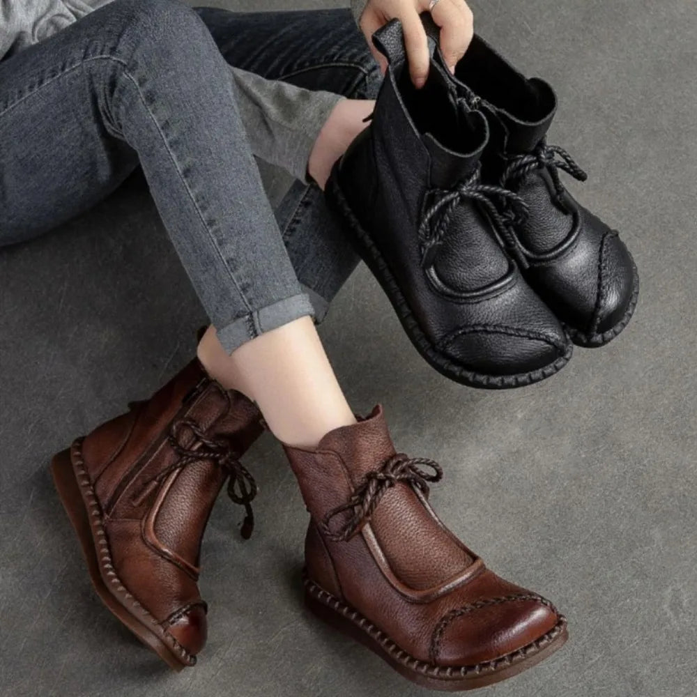Women's Winter Boots New Retro Shoes Women Ankle Boots for Women Soft Bottom Soft Surface Casual Women's Short Boots Side Zipper