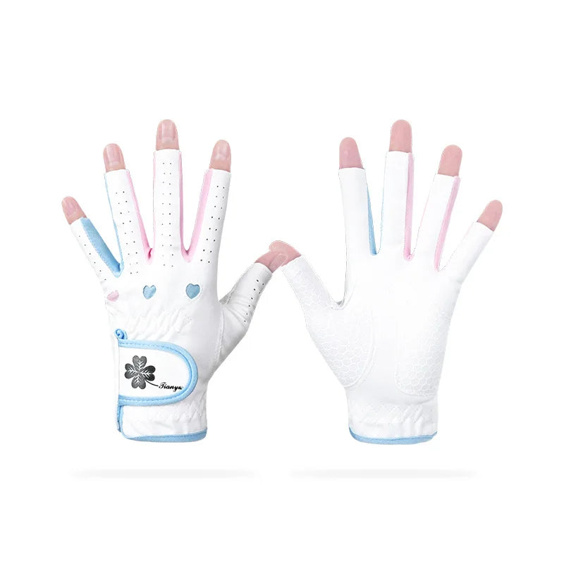 Golf Women's Gloves Contrast Color Sports Gloves Breathable Wearable Anti Slip MIttens Soft Right Left Hand Golf Handcover