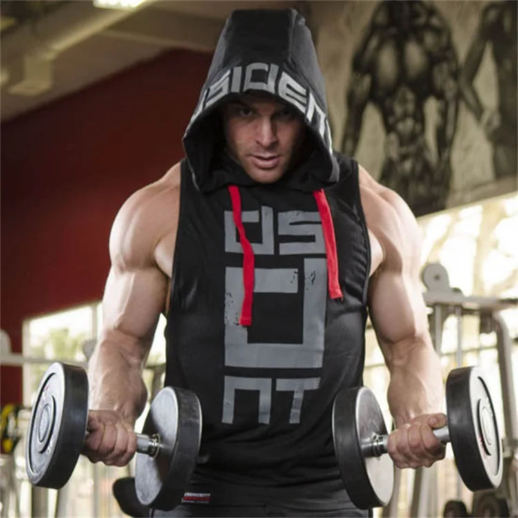 Mens Street Corner Pullovers Fitness Sport Sleeveless Hoodies Gym Bodybuilding Running Training Jogging Cotton Casual Sportswear
