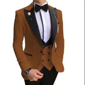 2024 Men 3 Pieces Suits For Men Custom Made Groom Groomsmen Tuxedos Wedding Men Suit Terno Masculino ( Jacket+Pants+Vest )