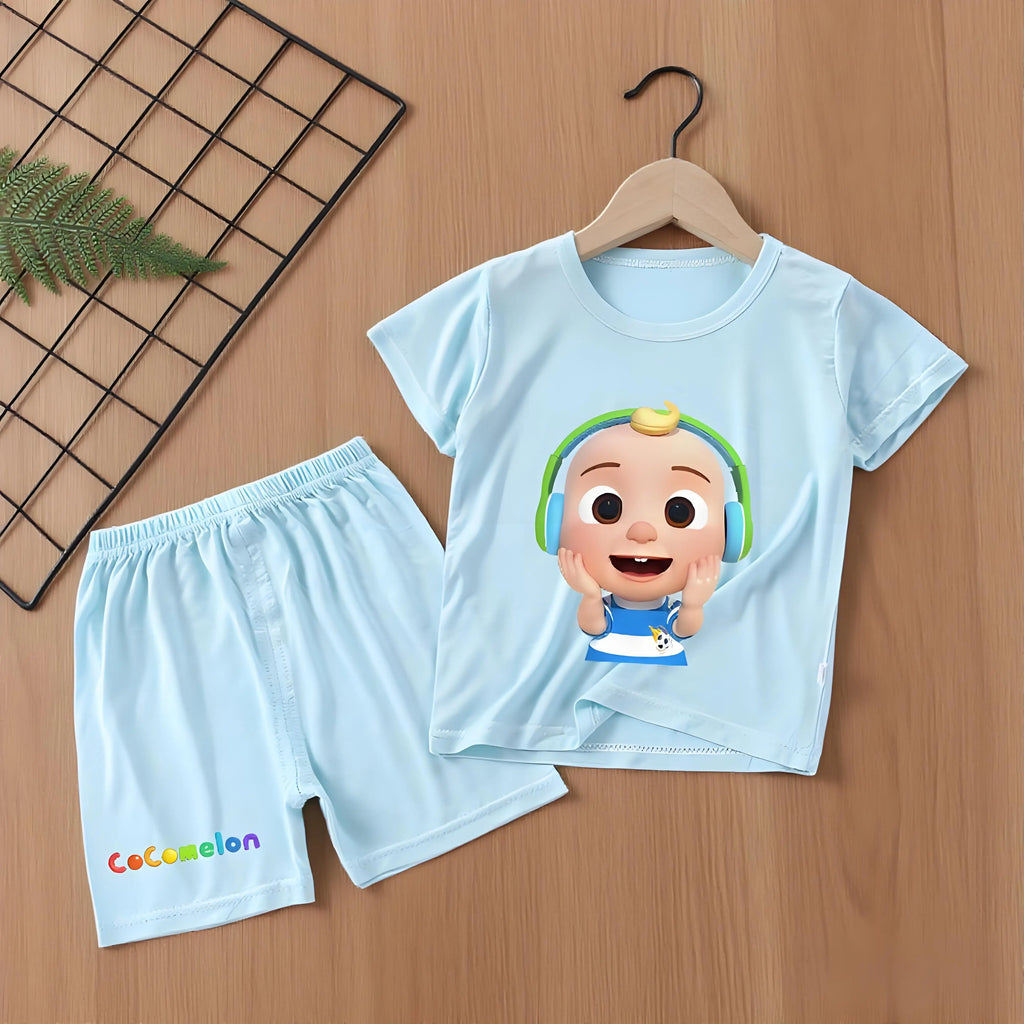Cocomelons Pajamas Suit Kids Boys Girls Nighty Wears Cool Summer Loungewear Short Sleeve T-shirt Shorts 2pcs Soft Birthday Gift