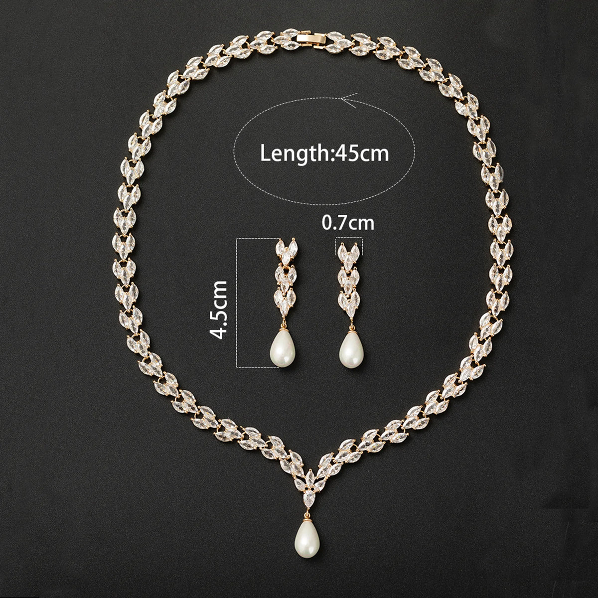 Luxury Bridal Jewelry Set For Women Zirconia Pearl Pendant Necklace Earring Set For Wedding Party Bride Necklace Set Accessories