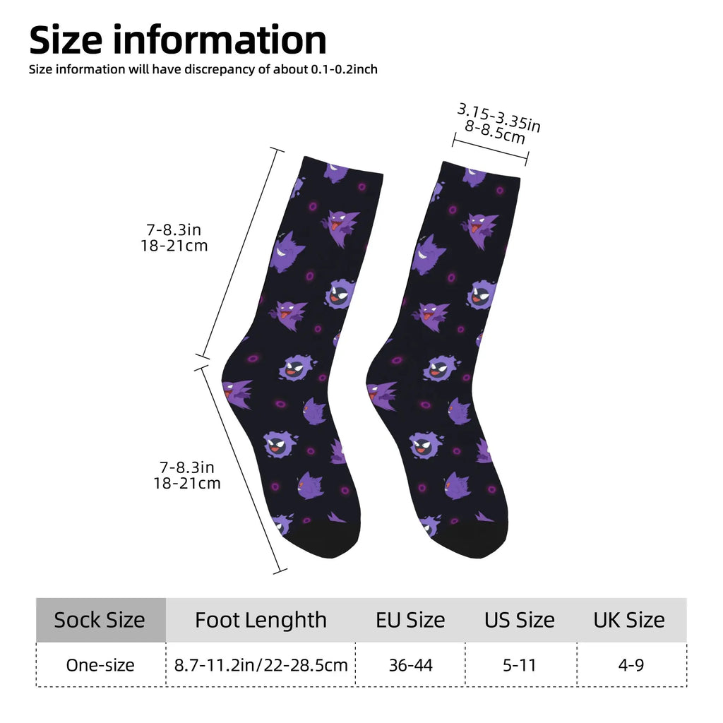 Happy Funny Male Men Socks Hip Hop Pokemons Cartoon Gengar Sock Polyester  Graphic Women's Socks Spring Summer Autumn Winter