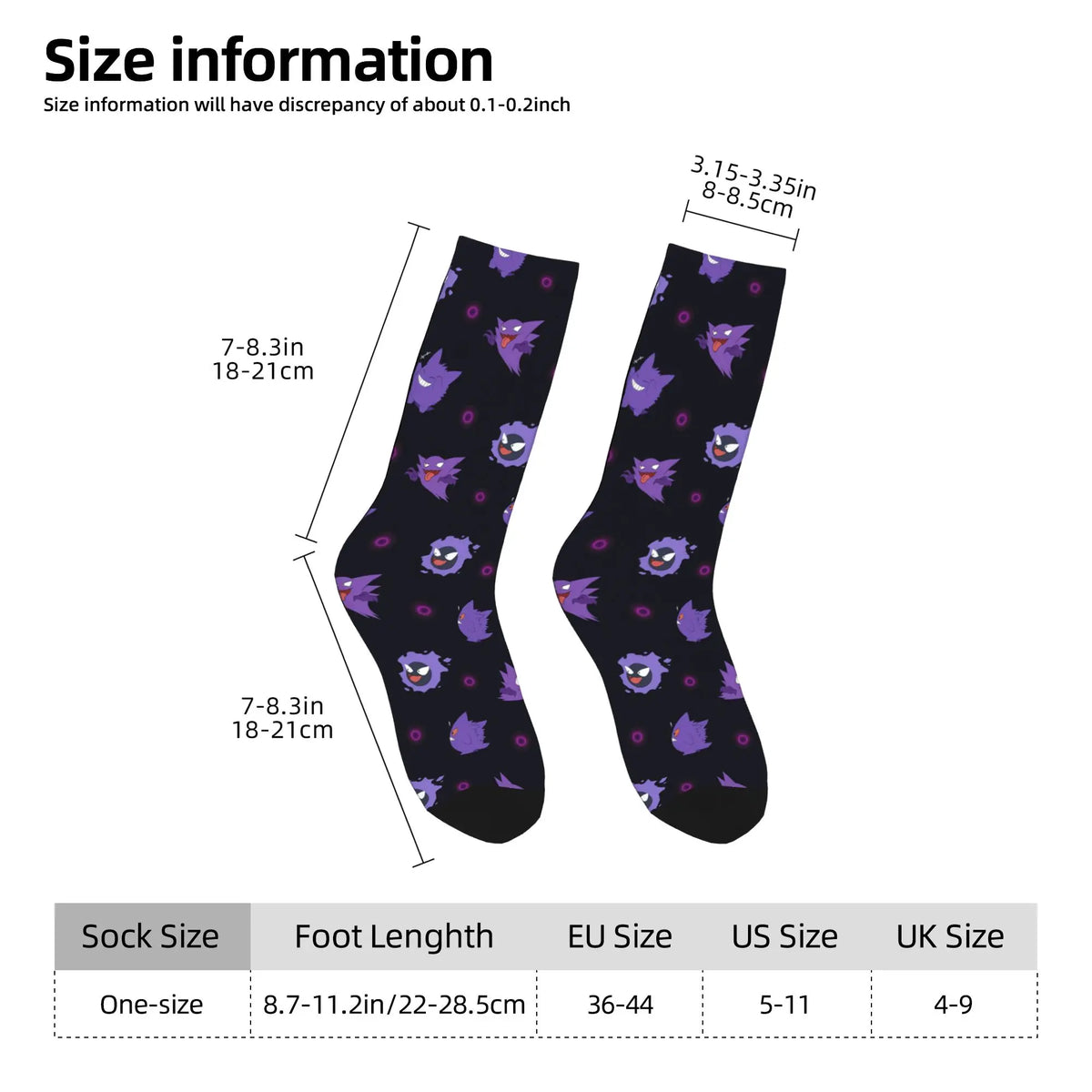 Happy Funny Male Men Socks Hip Hop Pokemons Cartoon Gengar Sock Polyester  Graphic Women's Socks Spring Summer Autumn Winter