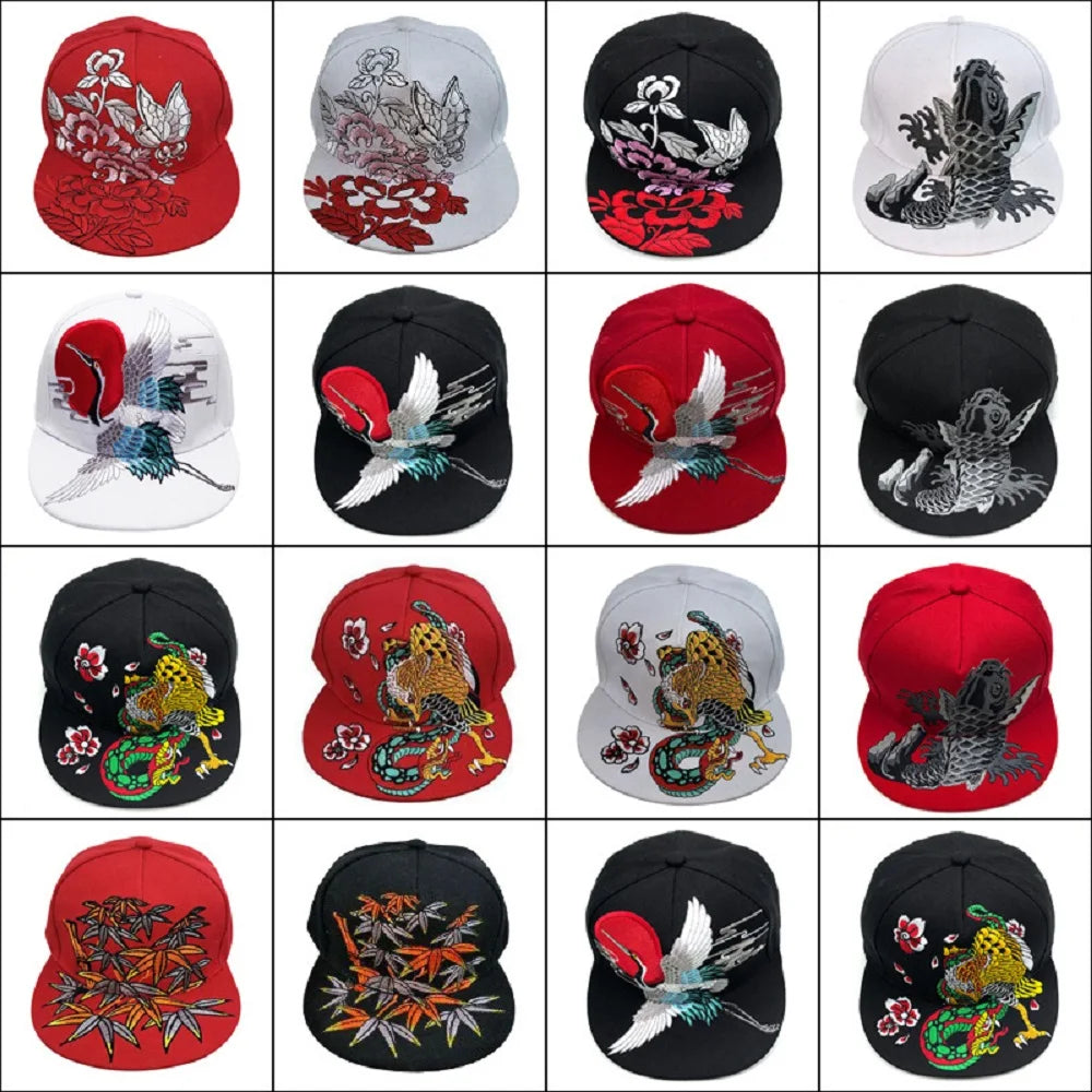 Men Baseball Cap Flat Hats  Embroidery Flat Top Hat Men Women Outdoor Leisure Hip Hop High Street Big Head Plus Size