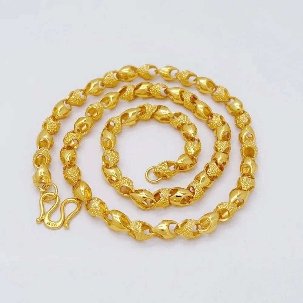 Men's Long Wheat Bead Necklace 6mm Copper Gold Plated Non Tarnish Trendy Hip Hop Jewelry For Men Daily Wear Casual Party 2026