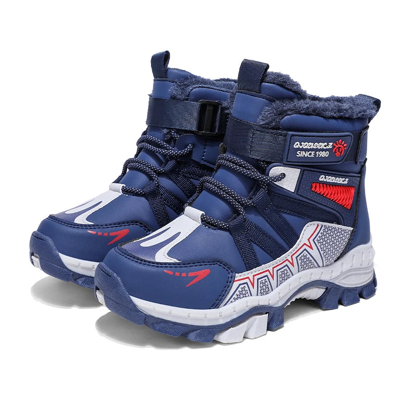 Kids Snow Boots Winter Fashion High Top Warm Plush Comfortable Anti Slip Stable Walking Shoes Boys Outdoor Sneakers Size 30-40