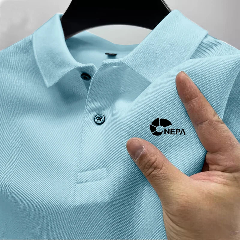 2026 Men's Reflective Polo Shirt, Color Button, Breathable, Casual, Fashionable, Business, Comfort, Summer, Shoes